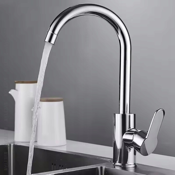 Robinet de cuisine haut à bec pivotant pour lavabo classique