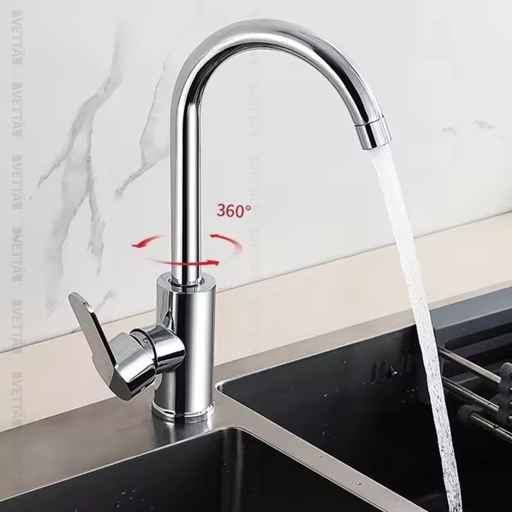 Robinet de cuisine haut à bec pivotant pour lavabo classique