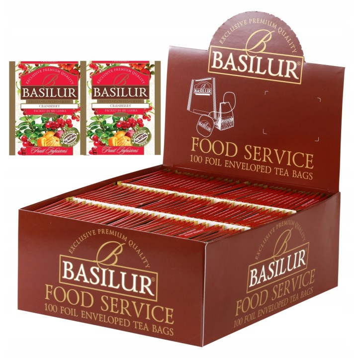Thé aux fruits Basilur CRANBERRY à la CRANBERRY, sans caféine, HoReCa - 100 pièces