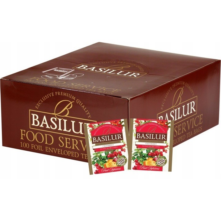 Thé aux fruits Basilur CRANBERRY à la CRANBERRY, sans caféine, HoReCa - 100 pièces