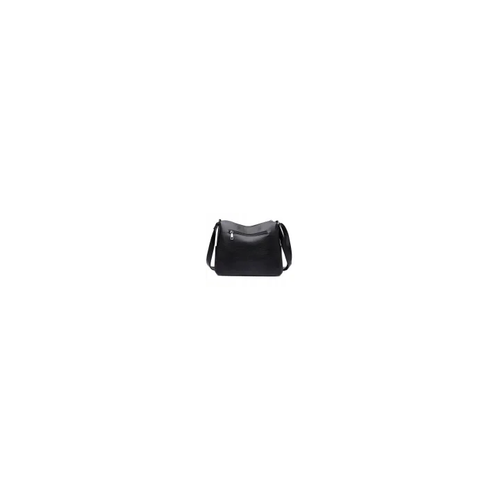 SAC À BANDOULIÈRE EN CUIR NOIR POUR FEMME, SAC ÉLÉGANT ET SPACIEUX
