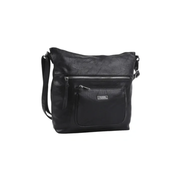 SAC À BANDOULIÈRE EN CUIR NOIR POUR FEMME, SAC ÉLÉGANT ET SPACIEUX