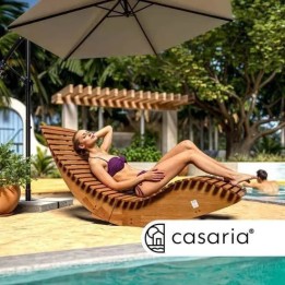 Set de 2x Chaise Longue CASARIA® à Bascule pliable en Bois d'acacia certifié FSC Transat Ergonomique Bain de Soleil