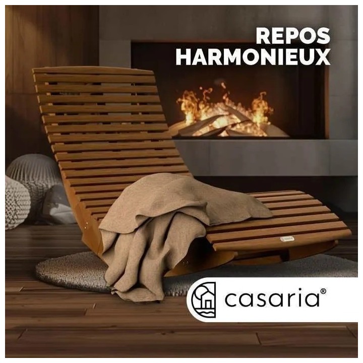 Set de 2x Chaise Longue CASARIA® à Bascule pliable en Bois d'acacia certifié FSC Transat Ergonomique Bain de Soleil