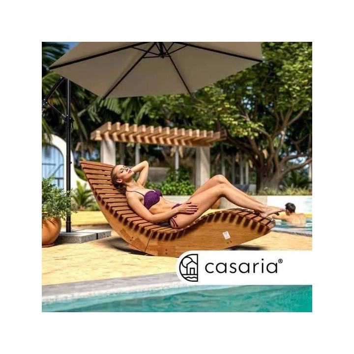 Set de 2x Chaise Longue CASARIA® à Bascule pliable en Bois d'acacia certifié FSC Transat Ergonomique Bain de Soleil