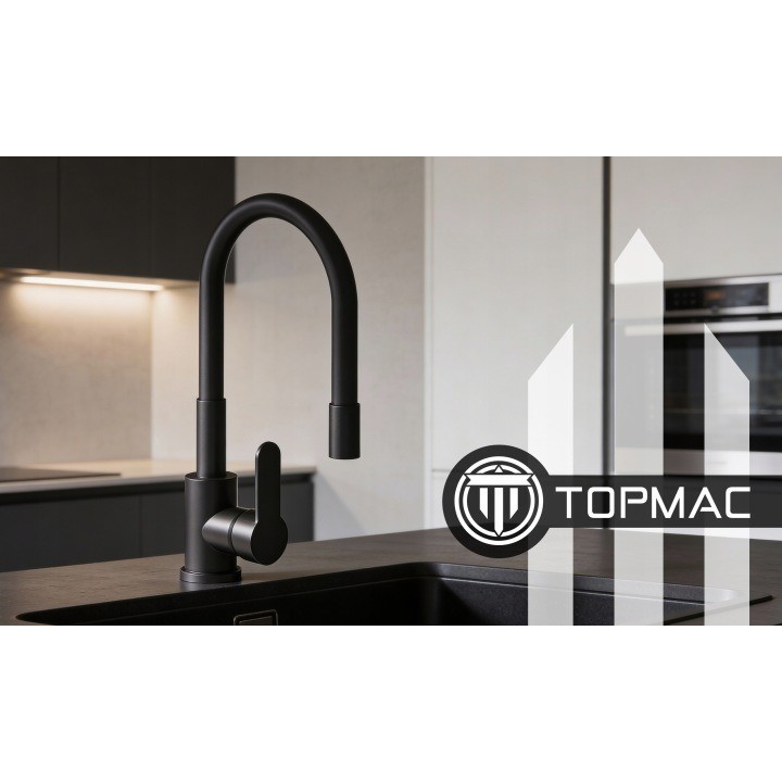 Robinet de cuisine flexible noir pour évier sur pied, pivotant à 360°