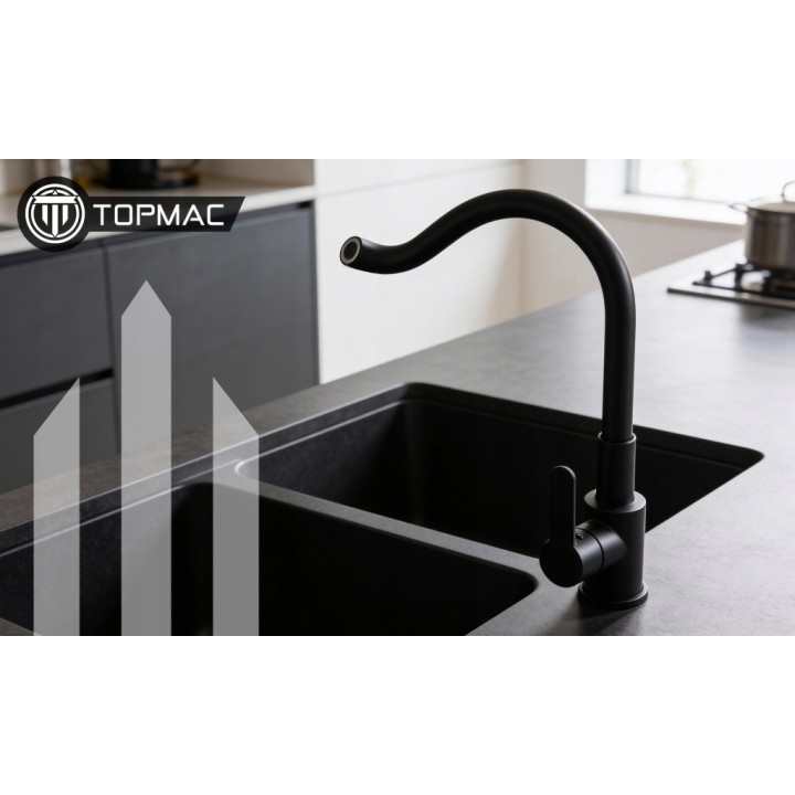 Robinet de cuisine flexible noir pour évier sur pied, pivotant à 360°