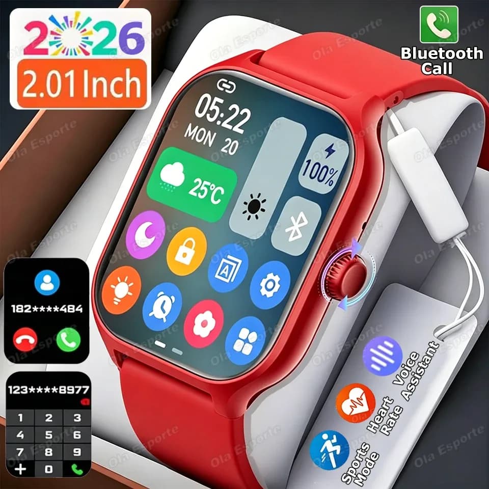 Nouvelle Montre Connectée 2026 pour Homme et Femme – Cadeau Idéal – Suivi Fréquence Cardiaque, Oxygène Sanguin, ECG – Montre de Sport et Fitness Électronique avec Appel Bluetooth – Smartwatch d'Extérieur