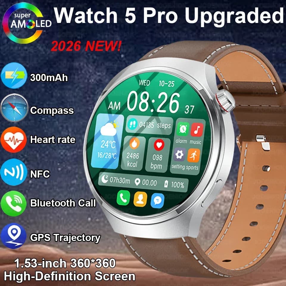 Montre connectée 5 Pro, AMOLED 1,53 pouce, NFC, appels Bluetooth
