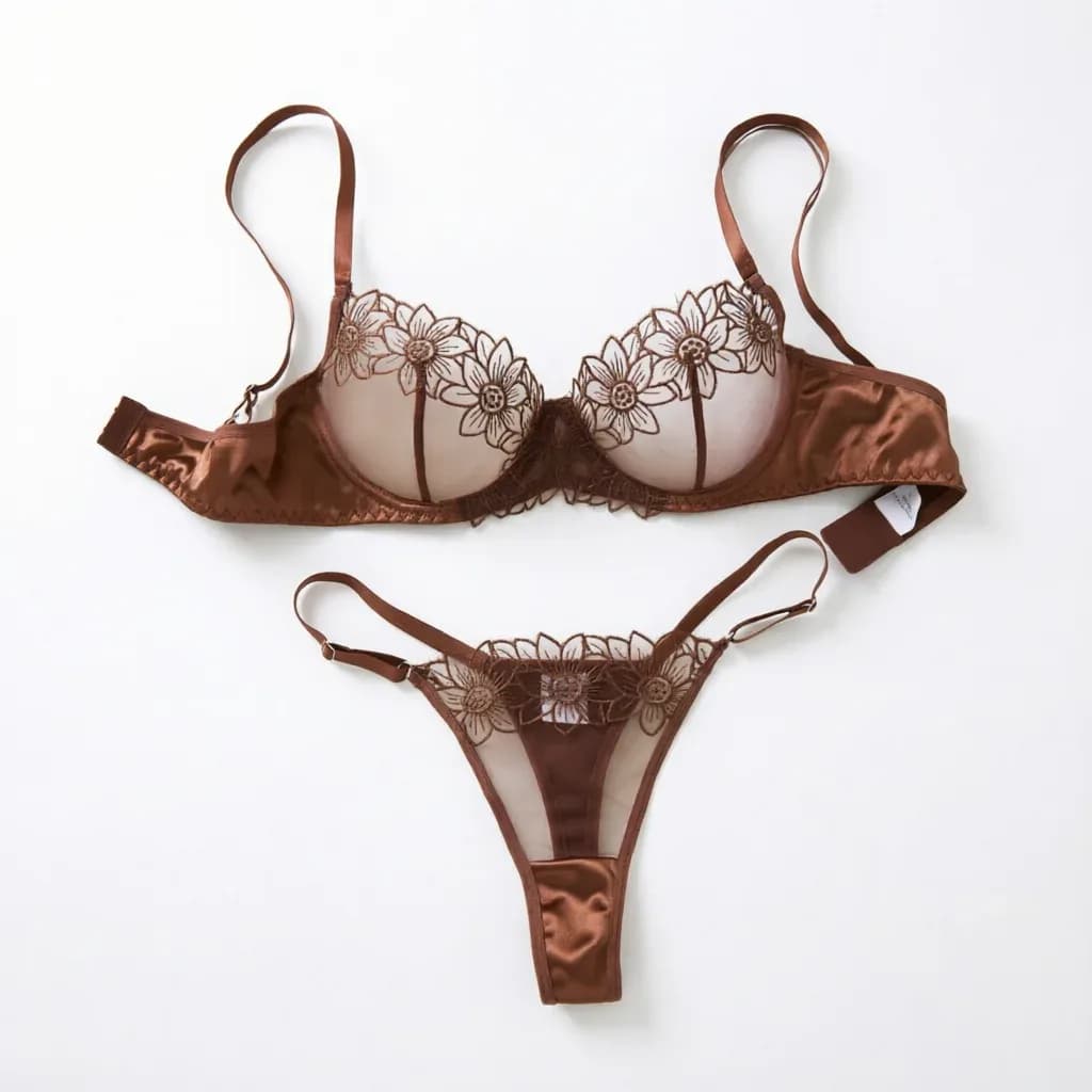 Lafis Ensemble de sous-vêtements pour femmes avec broderie florale sexy et séduisante - Ensemble de soutien-gorge et de sous-vêtements deux pièces sexy séduisant ZA825126