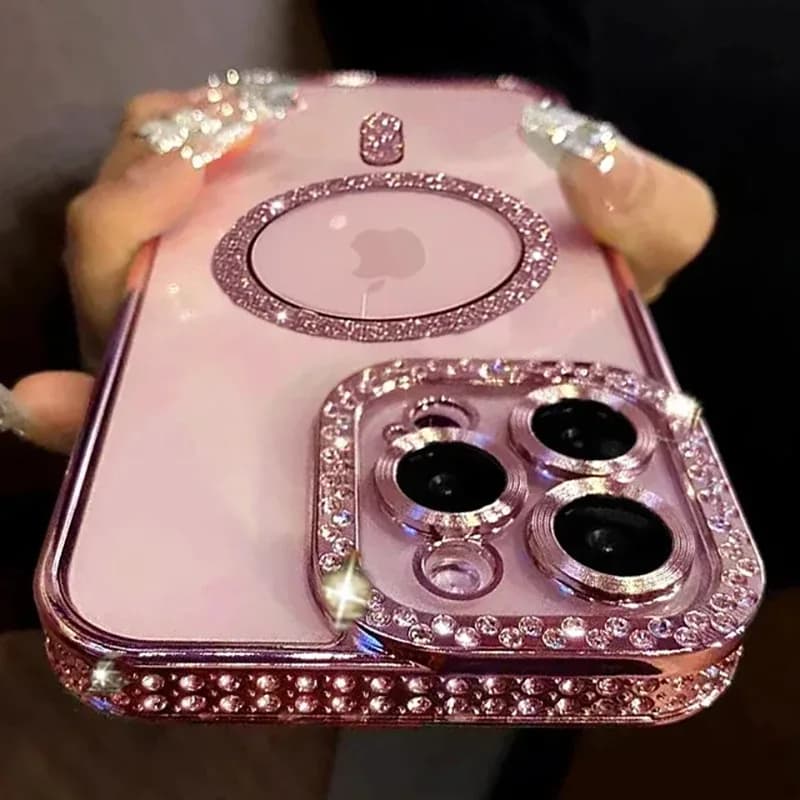 Nouvelle coque transparente à paillettes et diamants pour iPhone 16 15 14 13 17 12 18 Pro Max Plus, compatible avec la charge sans fil magnétique, coque de protection.