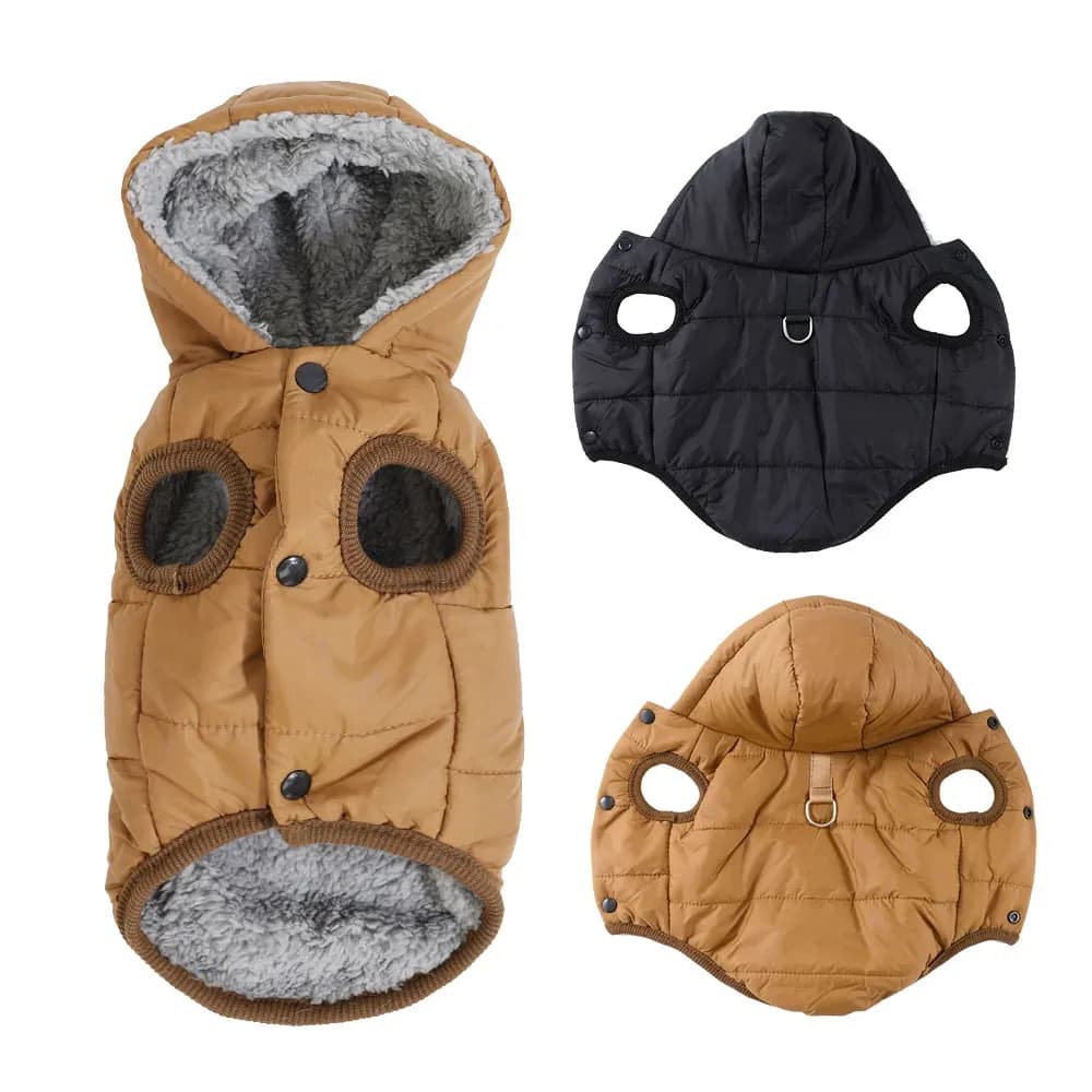 Veste épaisse à capuche pour chiot, pour petits et moyens chiens, chats, manteau d'hiver imperméable pour chien, vêtements en polaire douce, Chihuahua, carlin, tenues pour animaux de compagnie