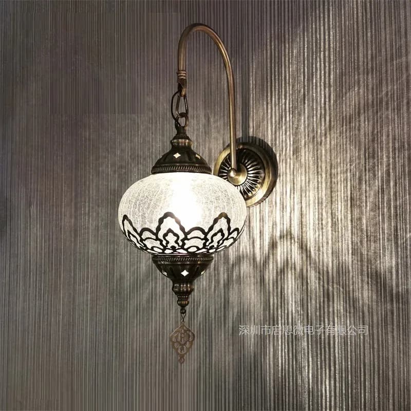 Lampe murale Vintage style méditerranéen, Art déco turc avec glace craquelée, décoration exotique pour Restaurant hôtel Bar café