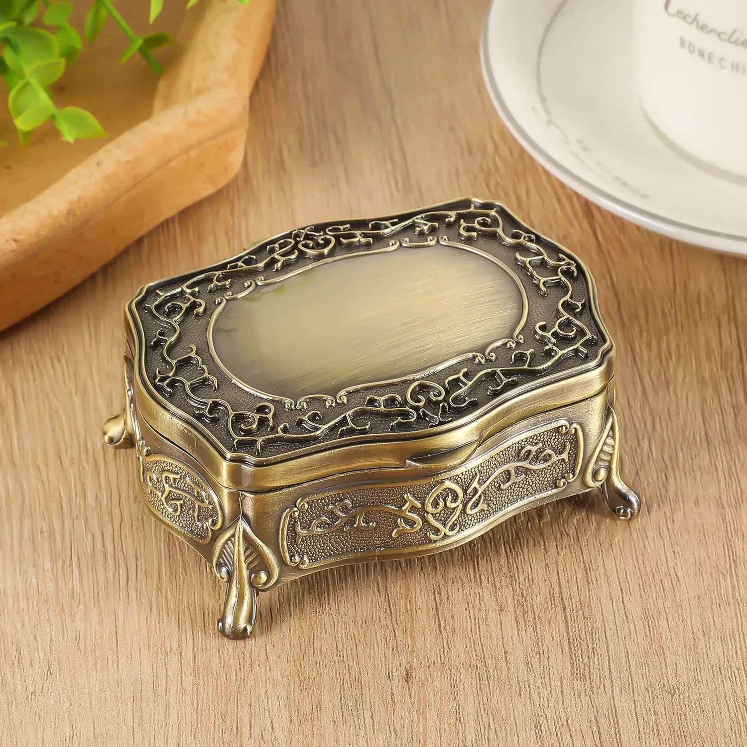 Boîte à bijoux vintage en alliage, coffret de rangement en forme de cœur pour bagues, pendentifs, colliers, boîtes cadeaux