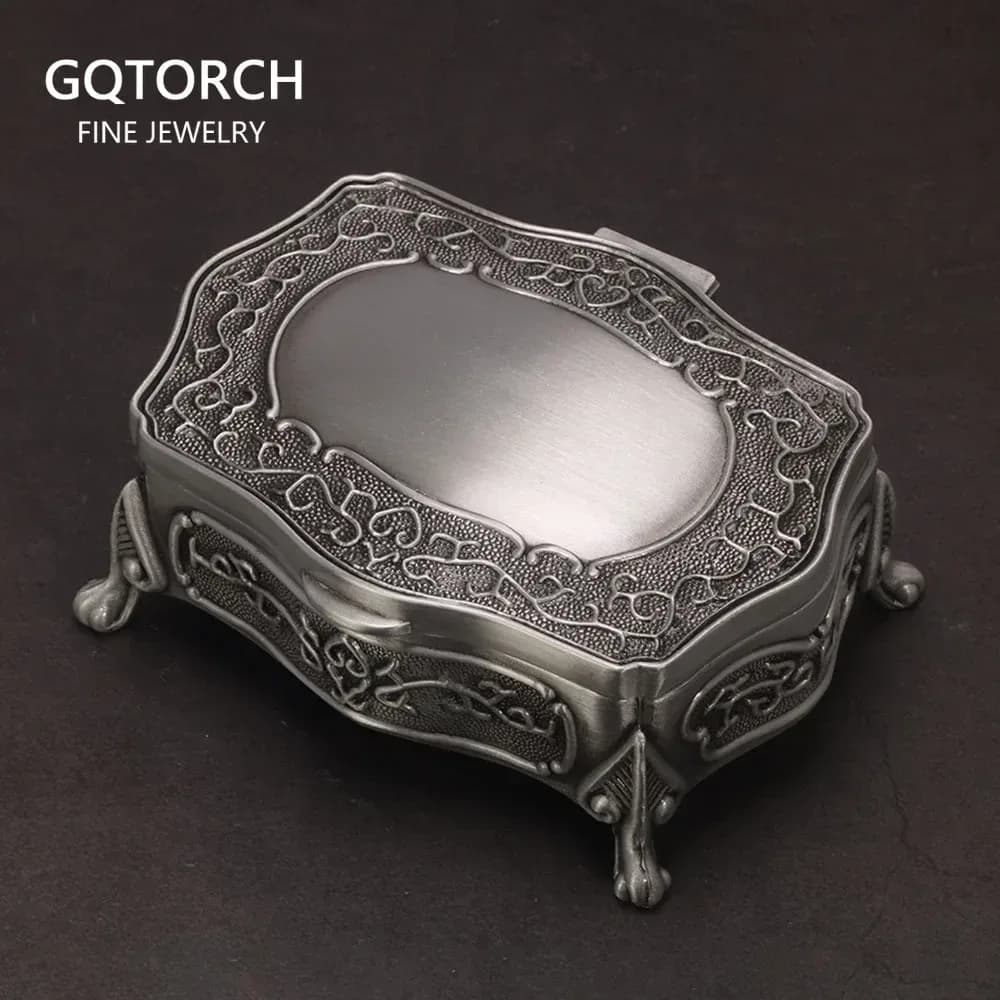 Boîte à bijoux en alliage Vintage, cercueil et en forme de cœur 9*7*4.5cm 6*6*3cm pour bagues, pendentifs, colliers, coffrets cadeaux
