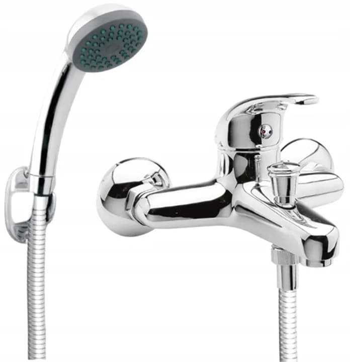 Mitigeur baignoire-douche mural avec douchette, flexible et kit de montage complet, chrome ou noir
