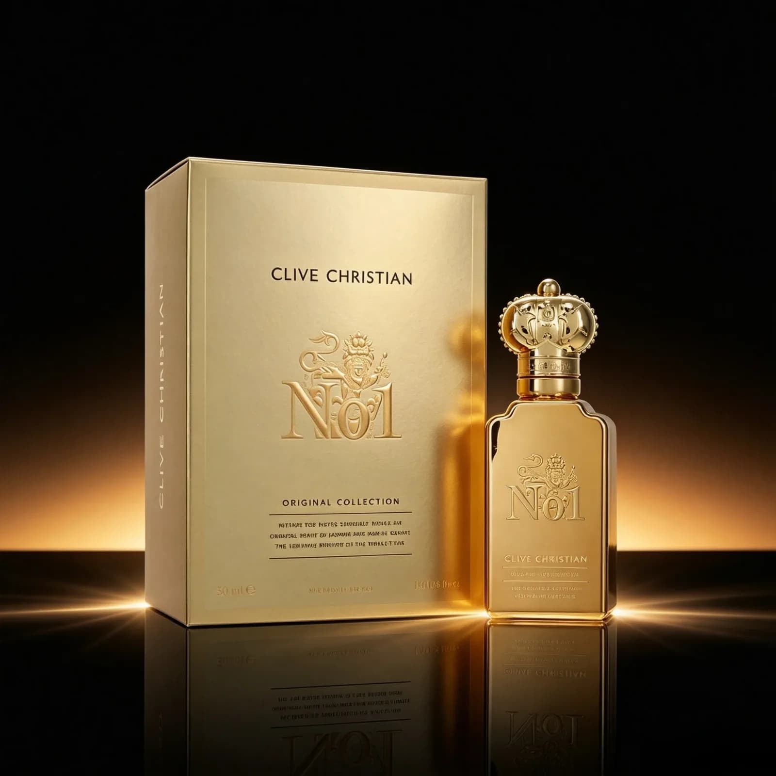 Eau de Parfum de Luxe Clive Christian No.1 50ml, Flacon Doré Élégant, Parfum Riche et Superposé, Cadeau de Parfum Premium