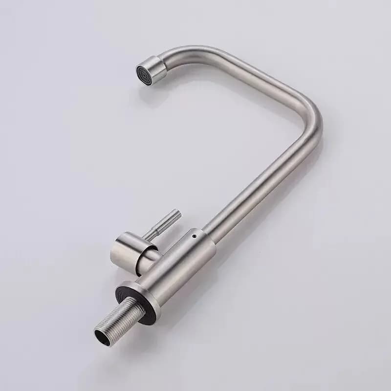 Robinet de cuisine en acier inoxydable, robinet à trou à levier unique, robinet d'évier froid, robinet d'eau monté sur le pont à poignée unique (tuyau non inclus)
