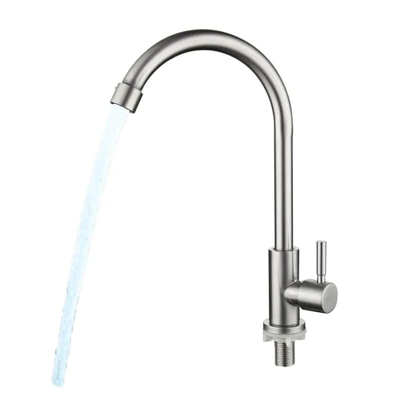 Robinet de cuisine simple froid en acier inoxydable, évier, lavabo à légumes, robinet rotatif