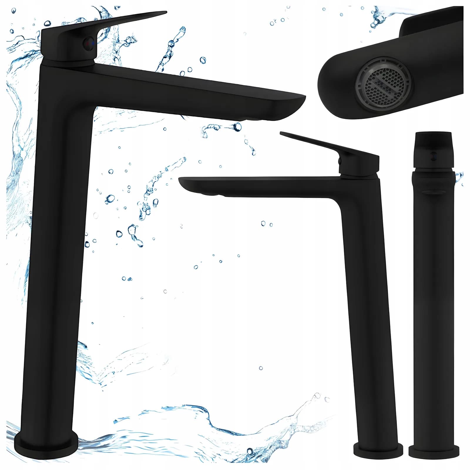 Mitigeur de lavabo haut pour vasque à poser Greta noir