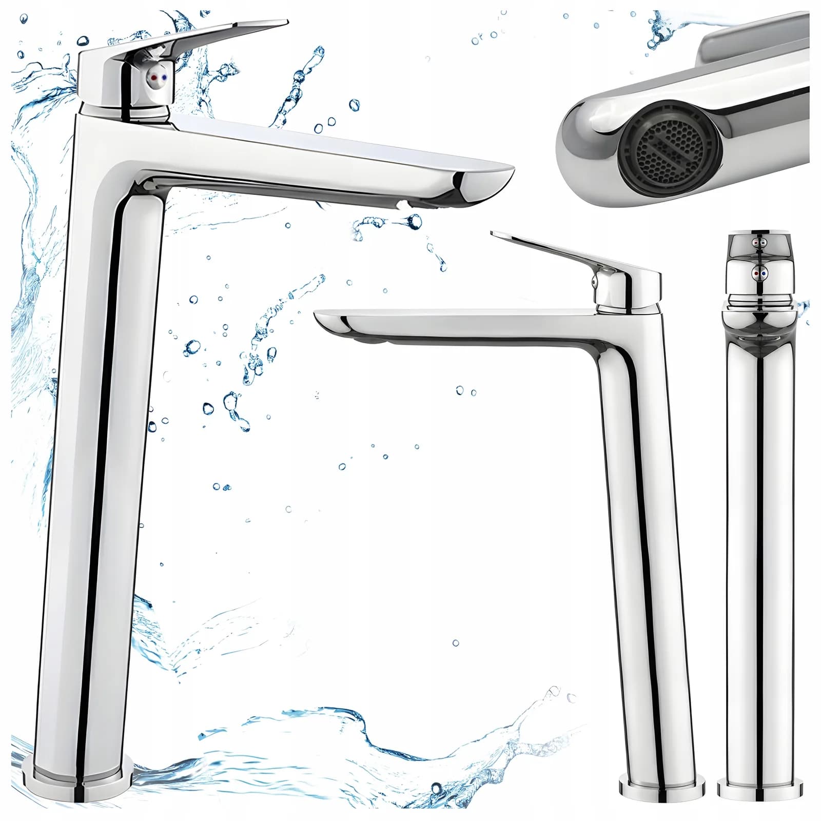 Mitigeur de lavabo haut pour vasque à poser Greta chromé