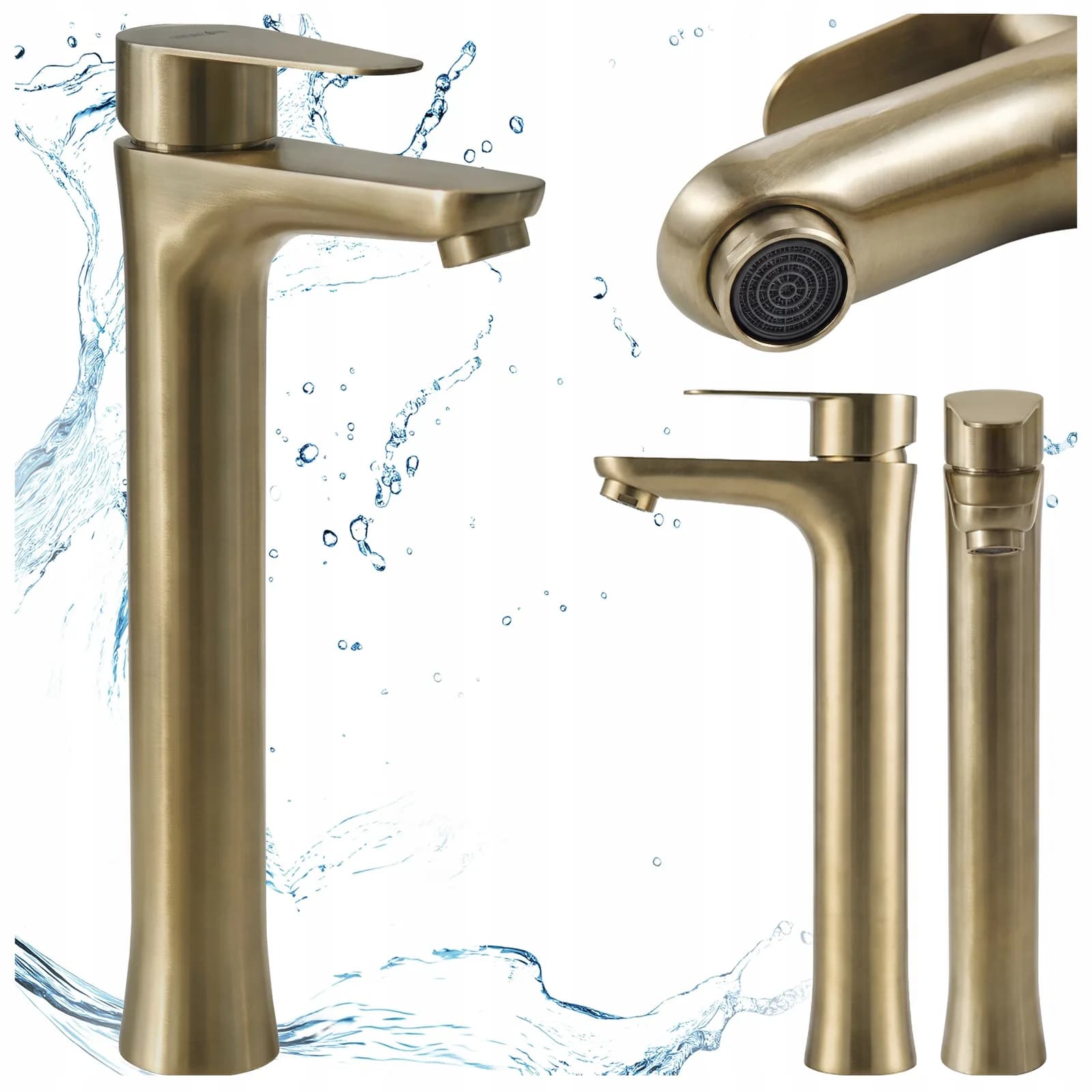 Mitigeur de lavabo pour vasque à poser Akron doré brossé (réf. 36251)