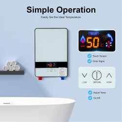 Chauffe-eau électrique instantané, 6500W sans réservoir pour eau chaude salle de bain douche, chauffe-eau électrique pour salle de bain, chauffe-eau pour baignoire 30-55℃, 27,7x18,6x5,7cm Chauffe-eau électrique instantané, 6500W sans réservoir pour eau chaude salle de bain douche, chauffe-eau électrique pour salle de bain, chauffe-eau pour baignoire 30-55℃, 27,7x18,6x5,7cm