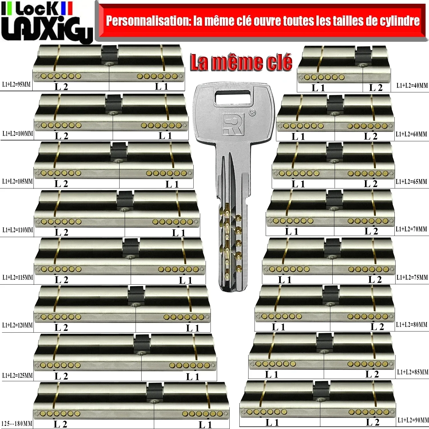Personnalisez la même clé pour ouvrir toutes les portes à cylindre, norme européenne, serrure de porte de haute qualité, cylindre de serrure antivol à 11 broches