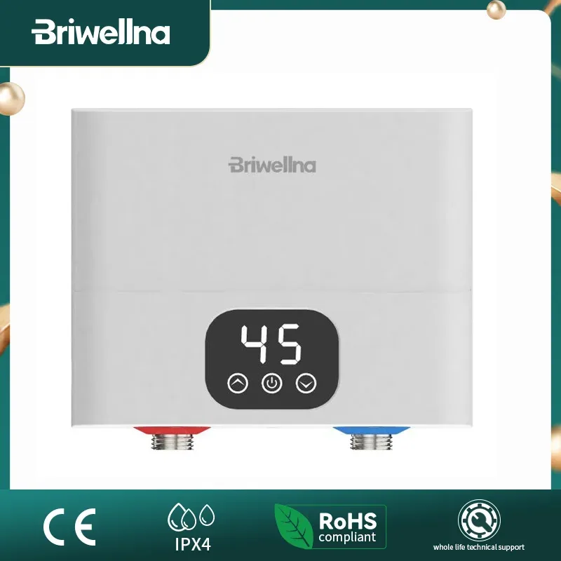 Briwellna Mini chauffe-eau électrique sans réservoir 110 V/220 V sous évier chauffe-eau instantané sur évier chauffe-eau instantané