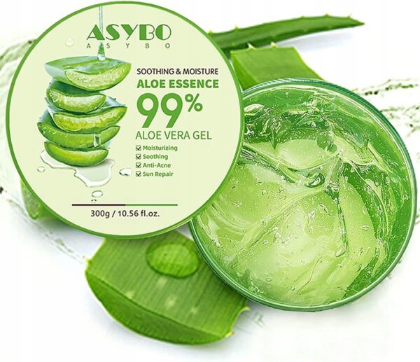 ASYBO 300 ML Gel d'Aloe Vera Naturel -Crème Soin Visage Corps Cheveux, hydratant