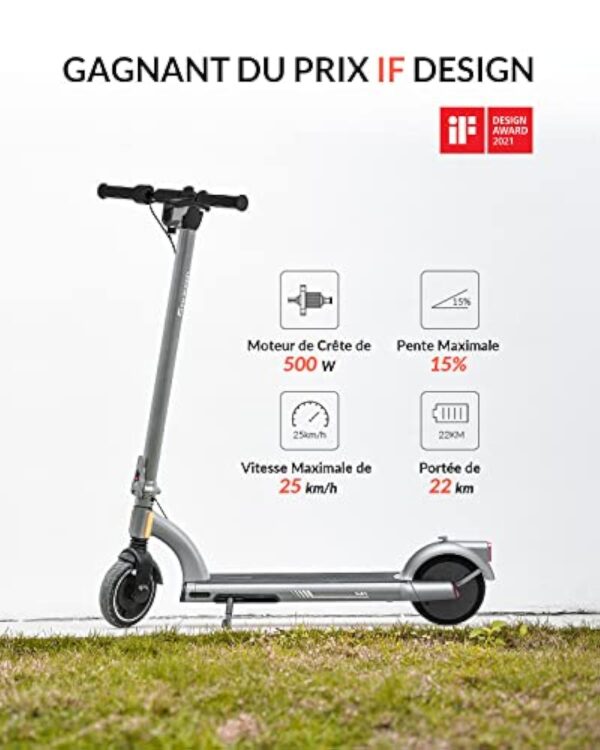 5TH WHEEL M1 Trottinette Électrique, Trottinette Electrique Adulte APP Control, 25 km/h, 3 Niveaux de Vitesse, Régulateur de Vitesse, Trotinette Electrique Pliable et Portable pour Déplacemen – Image 3
