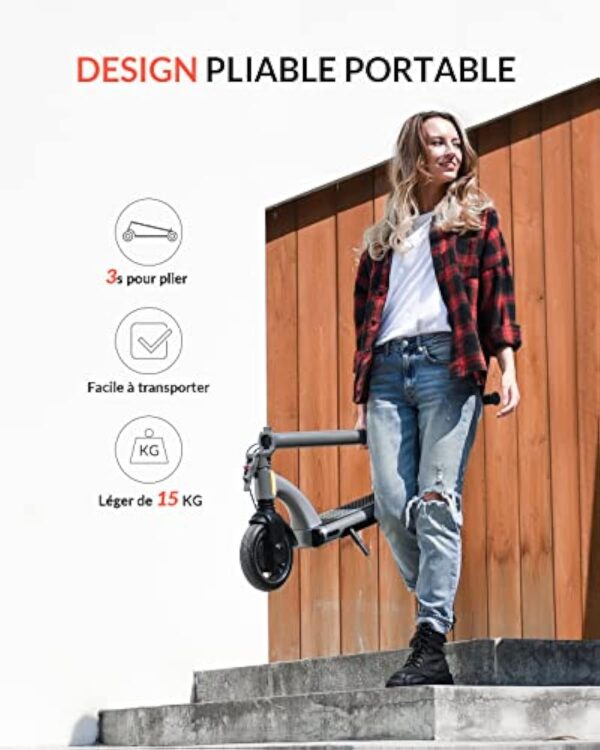 5TH WHEEL M1 Trottinette Électrique, Trottinette Electrique Adulte APP Control, 25 km/h, 3 Niveaux de Vitesse, Régulateur de Vitesse, Trotinette Electrique Pliable et Portable pour Déplacemen – Image 4