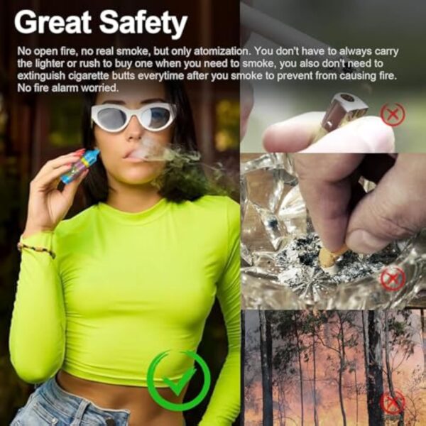AUPO Vape jetable 9000 bouffées 650mAh E Cigarette Vape Arômes Fruits Puff Cigarettes électroniques rechargeables E-liquide 0mg nicotine (Pastèque -1pc) – Image 6