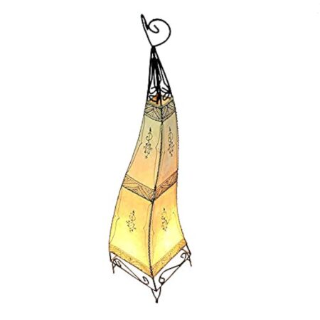 Alia 320341 Lampadaire oriental, blanc, 100 cm, marocain, armature en métal, abat-jour en cuir, lampe au henné, asiatique, styles moderne, baroque et antique, décoration vintage