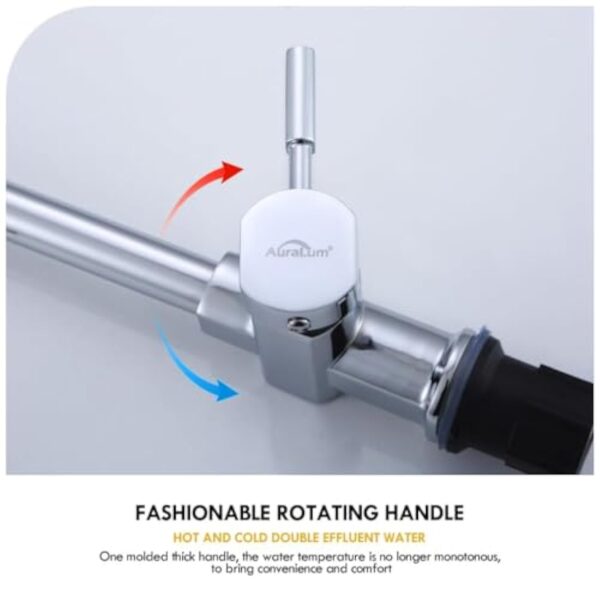 Auralum Robinet de Cuisine Bec Haut Chromé Pivotant à 360° Mitigeur Evier avec Mousseur Démontable Robinet évier Cuisine Eau Froide et Chaude – Image 5