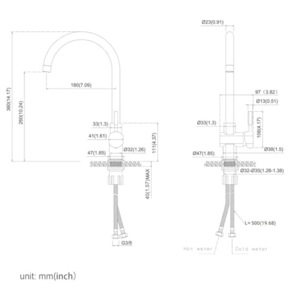 Auralum Robinet de Cuisine Bec Haut Chromé Pivotant à 360° Mitigeur Evier avec Mousseur Démontable Robinet évier Cuisine Eau Froide et Chaude – Image 6