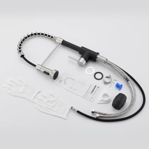 Auralum Robinet Cuisine Douchette Extractible avec 2 Modes de Pulvérisation, Mitigeur Cuisine Rotatif à 360°, Froid & Chaud Disponible, Robinetterie de Cuisine en Acier Inoxydable, Noir – Image 7