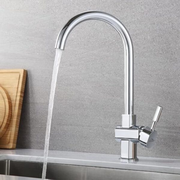 Auralum Robinet de Cuisine Bec Haut Chromé Pivotant à 360° Mitigeur Evier avec Mousseur Démontable Robinet évier Cuisine Eau Froide et Chaude – Image 8