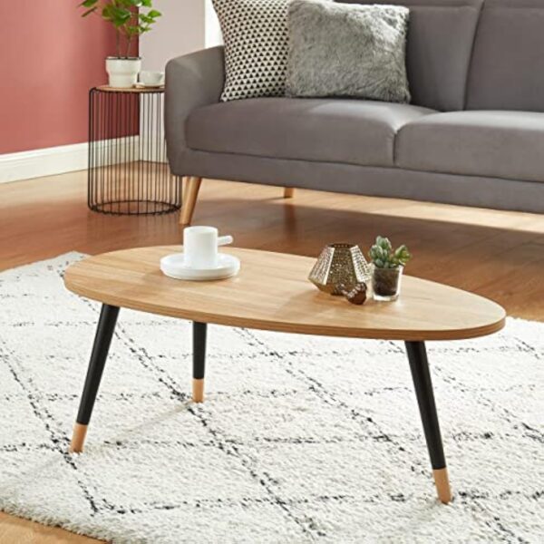 BAÏTA Table Basse Organic - Coloris Bois et Noir - L88cm – Image 3