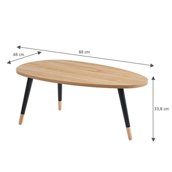 BAÏTA Table Basse Organic - Coloris Bois et Noir - L88cm – Image 4