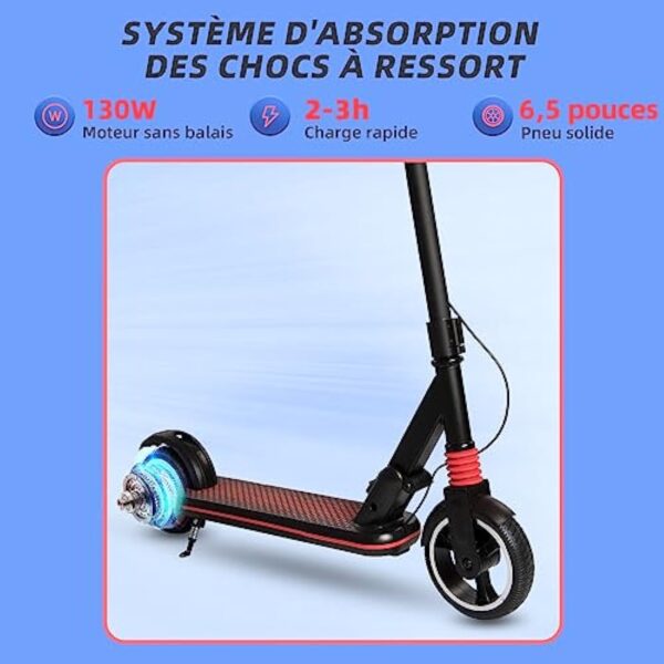 BXHOVERGO Trottinette Electrique Enfant 6,5 Pouces, Trottinette électrique Enfant Pliable 6-12 Ans avec indicateur LED, Facile à Plier, Cadeau pour Les Enfants Adolescents – Image 4
