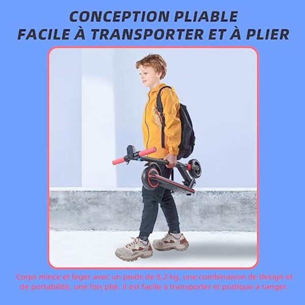 BXHOVERGO Trottinette Electrique Enfant 6,5 Pouces, Trottinette électrique Enfant Pliable 6-12 Ans avec indicateur LED, Facile à Plier, Cadeau pour Les Enfants Adolescents – Image 6