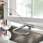 CECIPA Mitigeur Cuisine Rabattable avec 2 Jets, Robinet Cuisine Rabattable 180° Sous Fenêtre, Mitigeur Evier Cuisine Pliable avec Orientable 360°, Robinet Evier Cuisine Pliable en Acier Inox 304