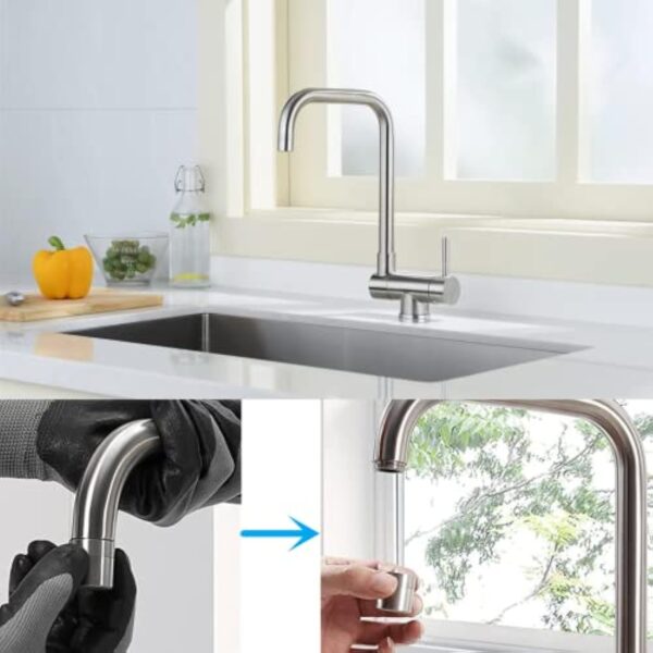 CECIPA Mitigeur Cuisine Rabattable avec 2 Jets, Robinet Cuisine Rabattable 180° Sous Fenêtre, Mitigeur Evier Cuisine Pliable avec Orientable 360°, Robinet Evier Cuisine Pliable en Acier Inox 304 – Image 5