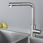 CECIPA Robinet Cuisine Douchette, Mitigeur Cuisine avec Douchette Extractible, Robinet Evier ​de Cuisin Rotatif à 360°, Robinetterie Cuisine Inox Brosse, Mitigeur Evier avec Aérateur Amovible, X203