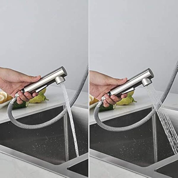 CECIPA Robinet Cuisine Douchette, Mitigeur Cuisine avec Douchette Extractible, Robinet Evier ​de Cuisin Rotatif à 360°, Robinetterie Cuisine Inox Brosse, Mitigeur Evier avec Aérateur Amovible, X203 – Image 5