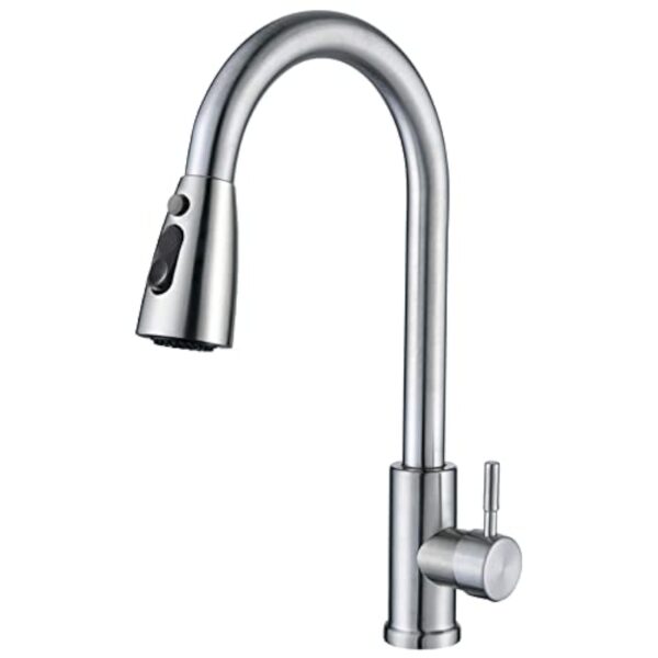 Cieex Robinet Cuisine avec Douchette Extensible Mitigeur Cuisine en Acier Inoxydable Robinet Douchette Cuisine de Rotatif à 360°, Finition Brossée, 3 Modes de Réglage du Débit D'eau