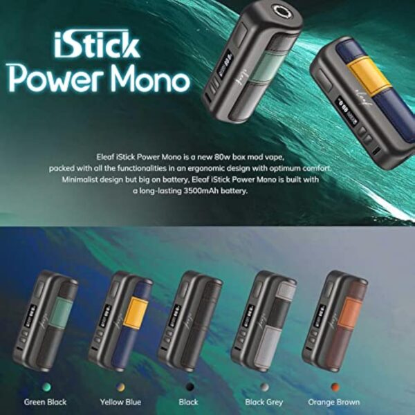 Cigarette Électronique Kit Eleaf iStick Power Mono Batterie Box Mod 80W Sans Nicotine Vape Sans E-liquide Batterie 3500mAh intégrée, Pour GTL Pod Tank/GTL Coil Vaping Orange Brun – Image 3