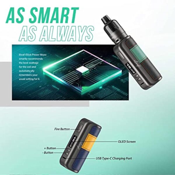 Cigarette Électronique Kit Eleaf iStick Power Mono Batterie Box Mod 80W Sans Nicotine Vape Sans E-liquide Batterie 3500mAh intégrée, Pour GTL Pod Tank/GTL Coil Vaping Orange Brun – Image 5