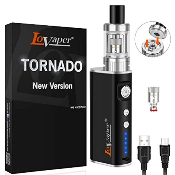 Cigarette Electronique Kit Complet, Lovaper 60W avec Box Mods Batterie 2200mAh & Vape avec Résistance 0,5ohm, Top Fill Atomiseur 2ml, E cigarette sans Nicotine ni Tabac